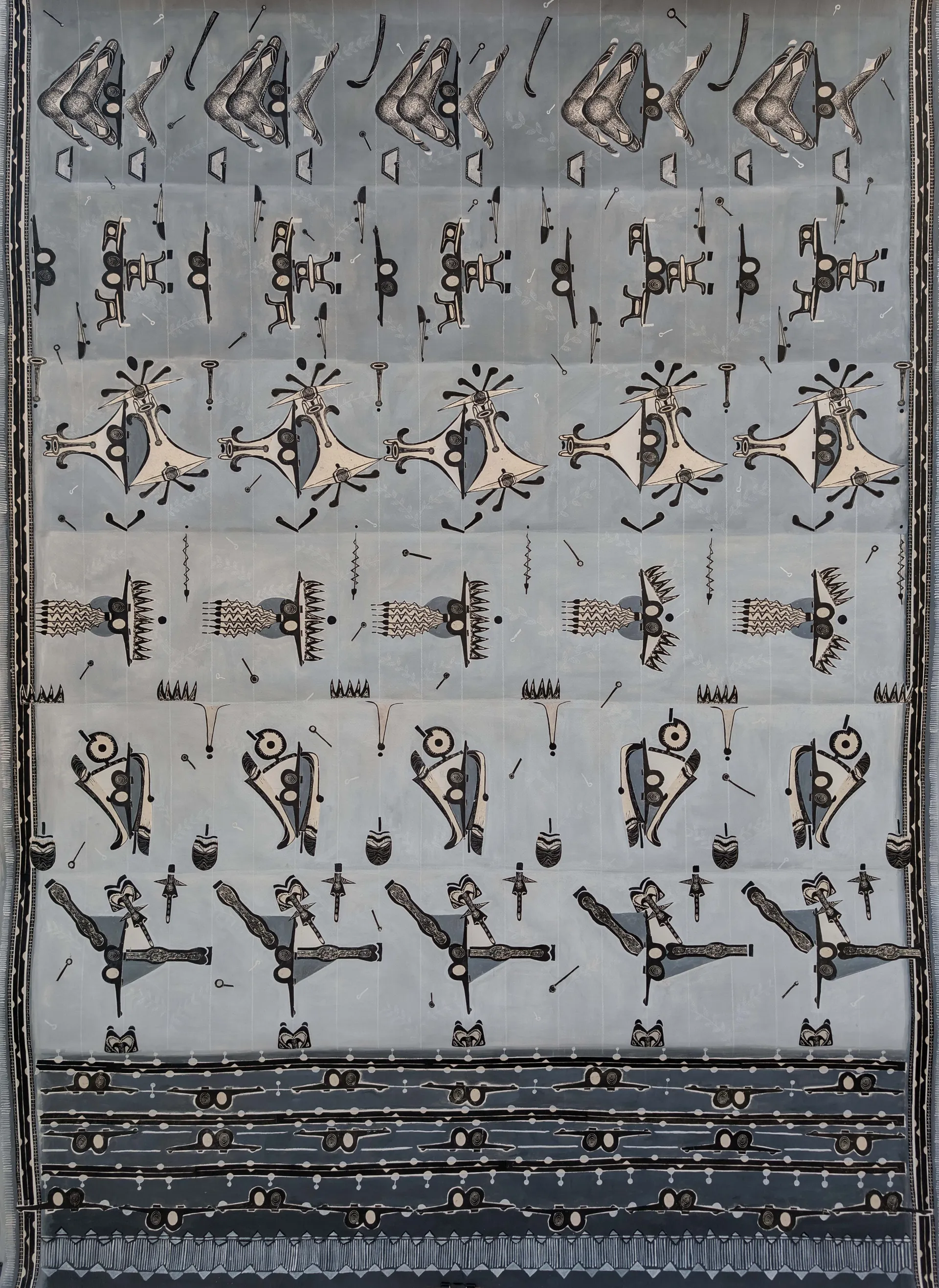 Pallu 2 by Avni Bansal - Relief print collage and gouache on paper