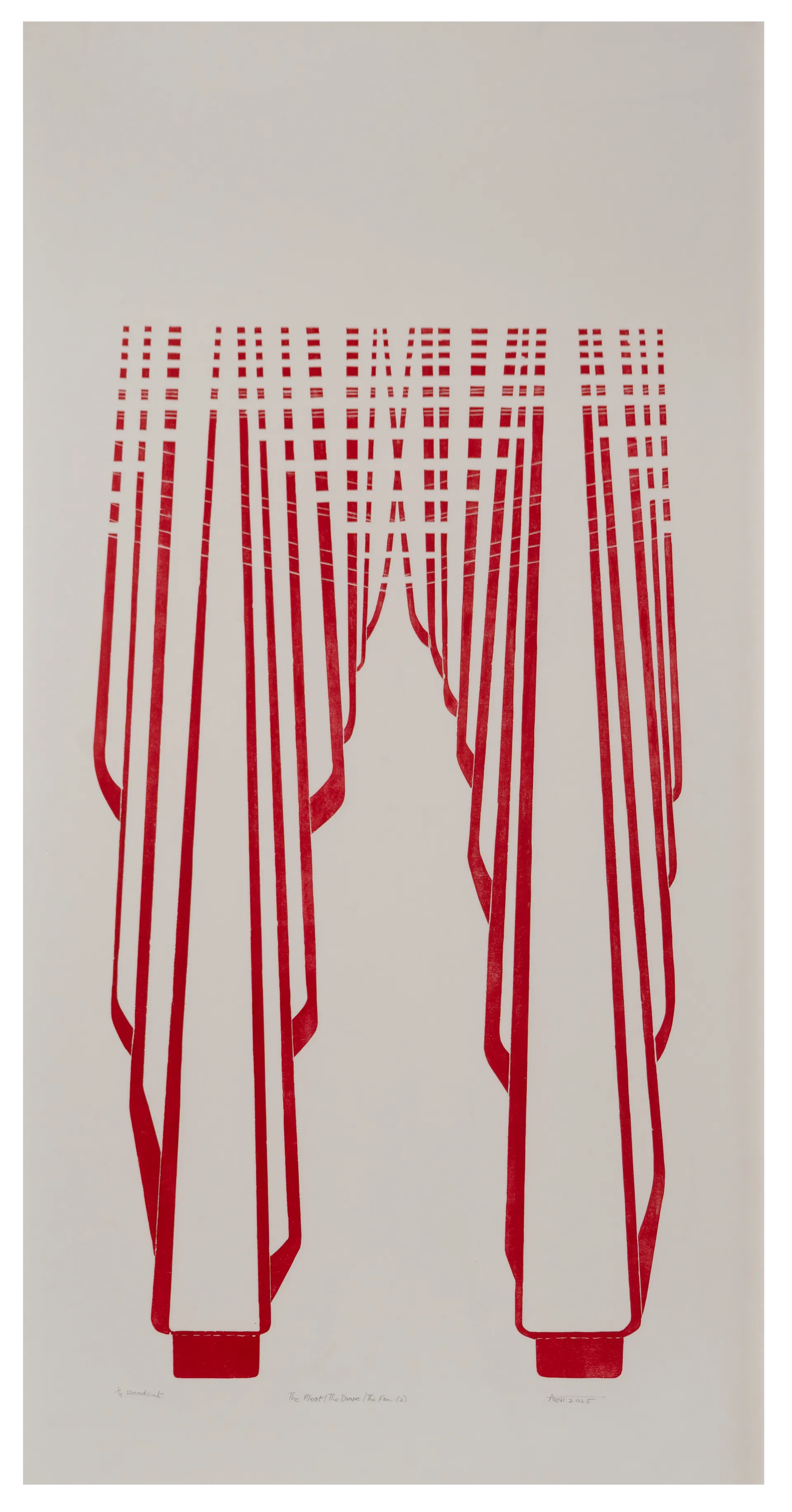 The drape I the pleat I the fanset 2 by Avni Bansal - Woodcut print on Kozo paper