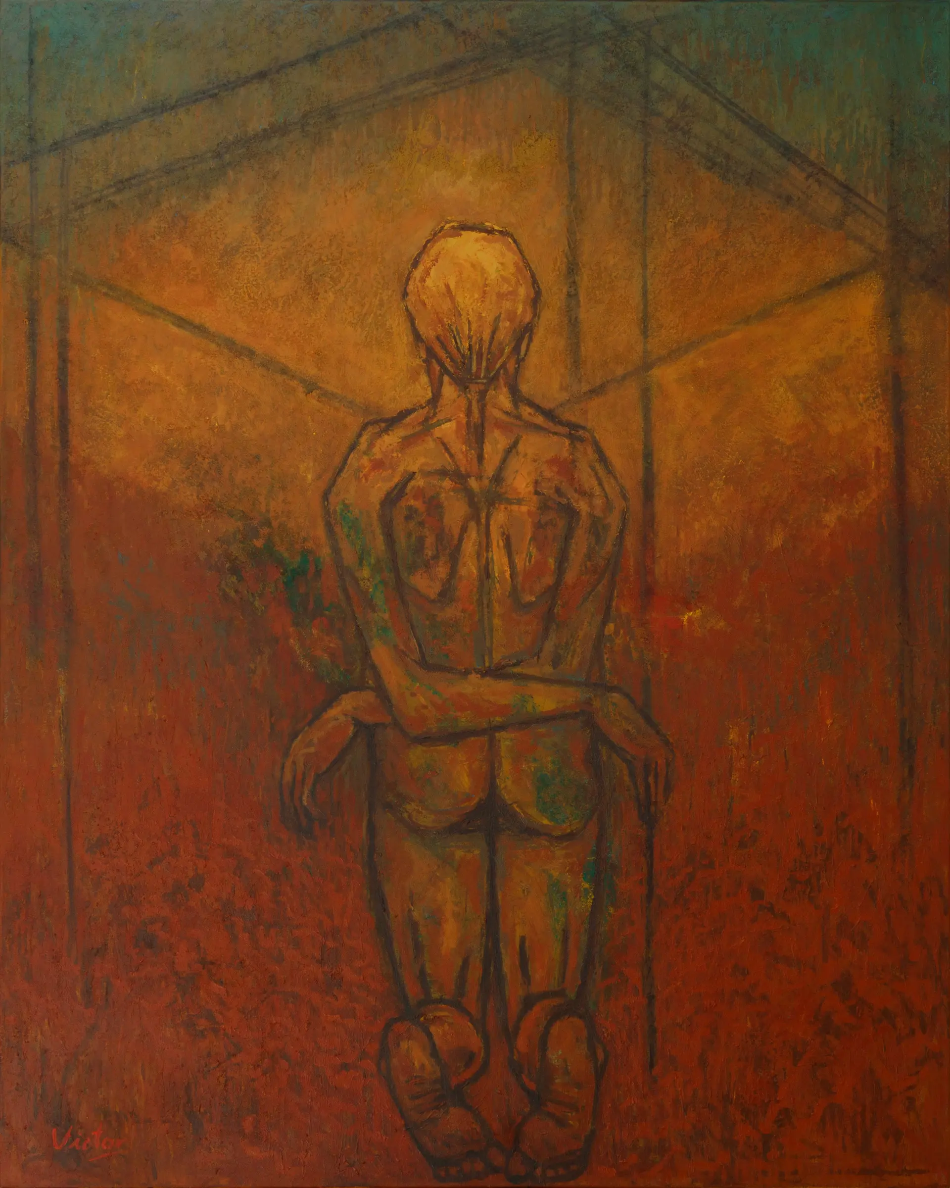Persistence, 2 by Victor Hazra - Acrylic, color pigments, and charcoal on canvas