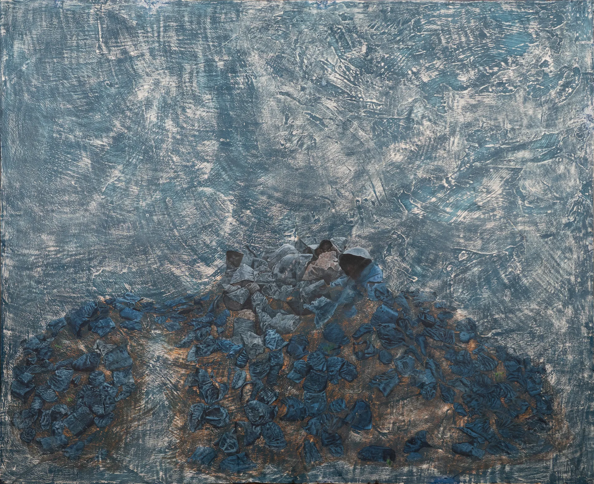 Beautiful was once my fatherland by Gurdeep Brar - Acrylic, gouache and plaster on wood panel