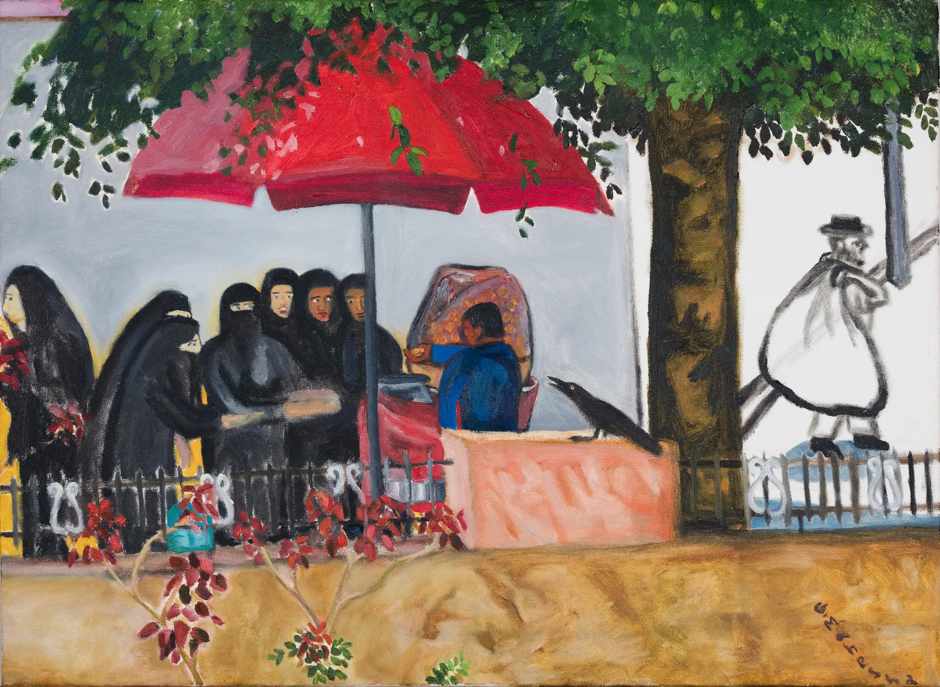 In front of my studio by G. Mahesha - Oil on canvas
