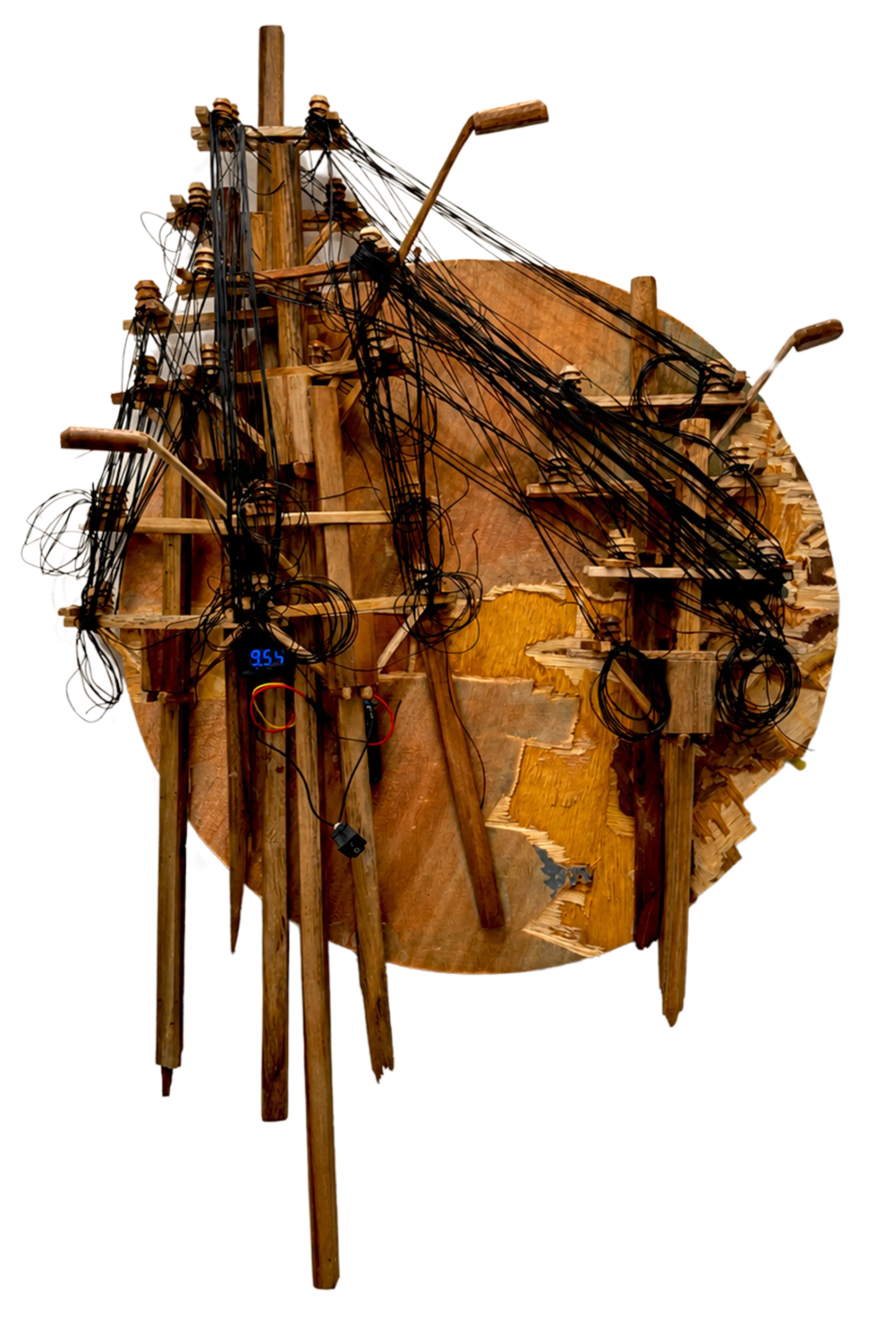 Street anatomy I by Nayanjyoti Barman - Plywood, wire, and digital meter