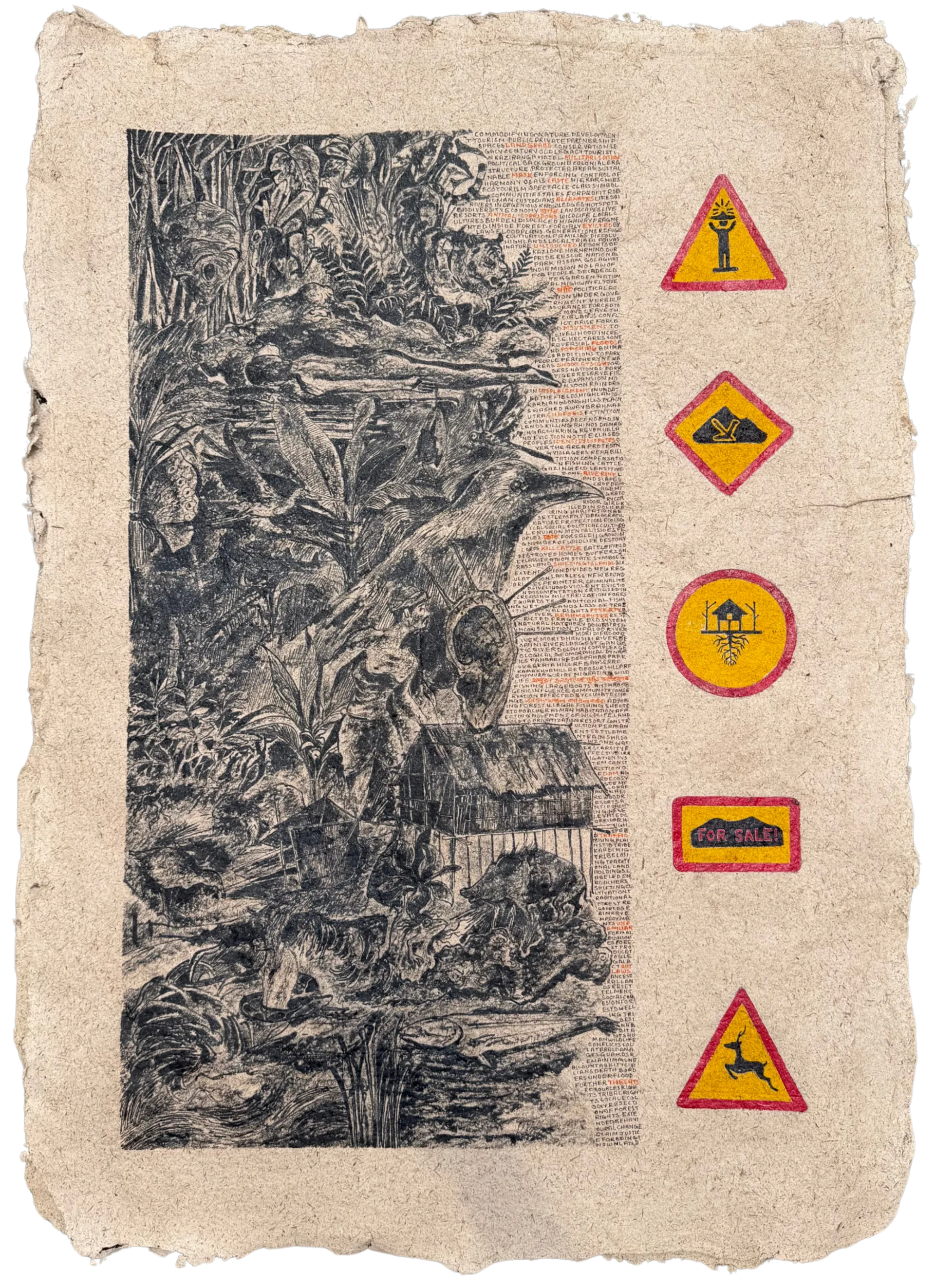Kaziranga 6th Addition 01
 by Manjit Gogoi - Ink on water hyacinth paper