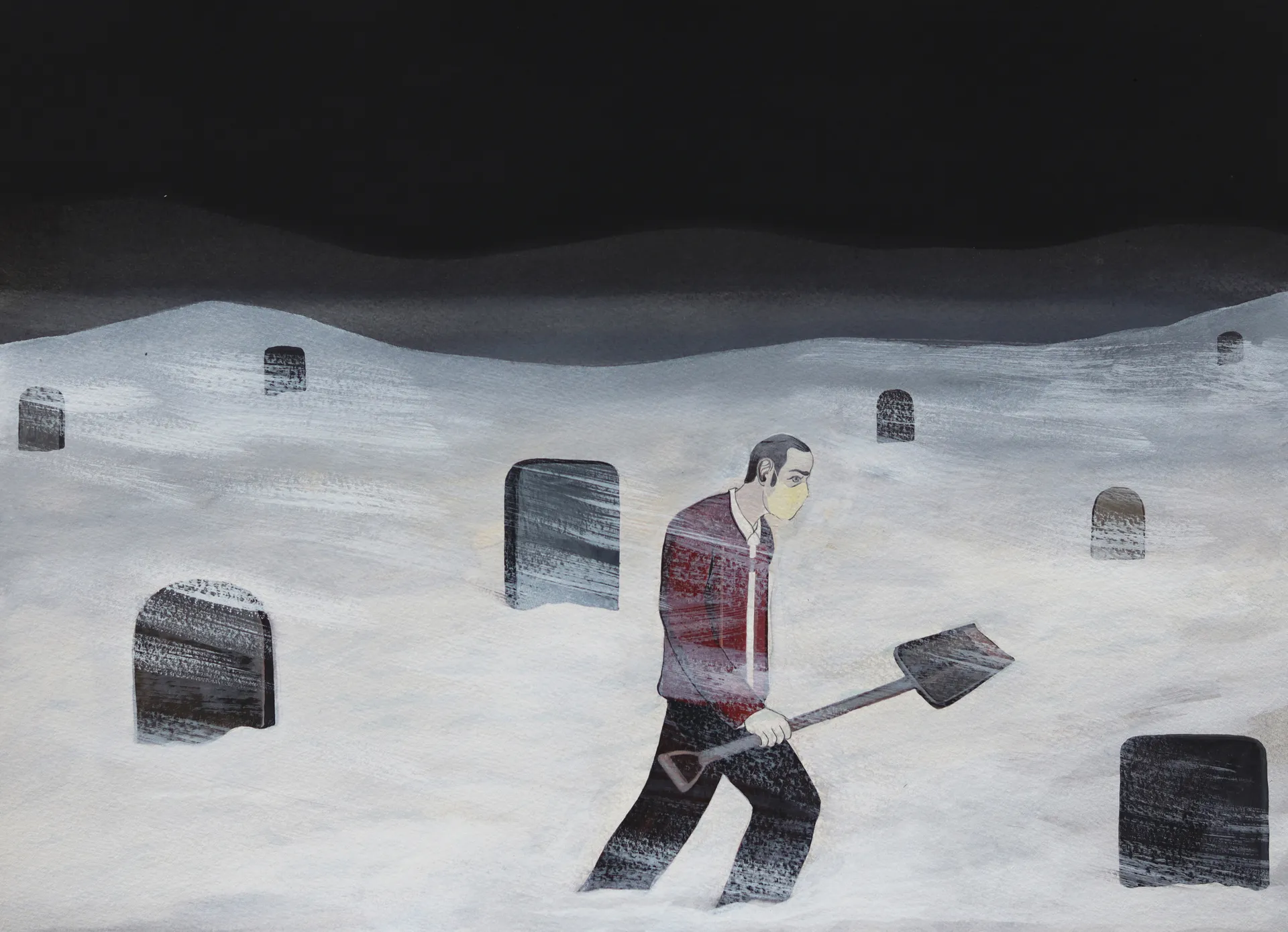 Meanwhile during the lockdown–a walk to remember, 8 by Abhishek Narayan Verma - Gouache on acid free paper