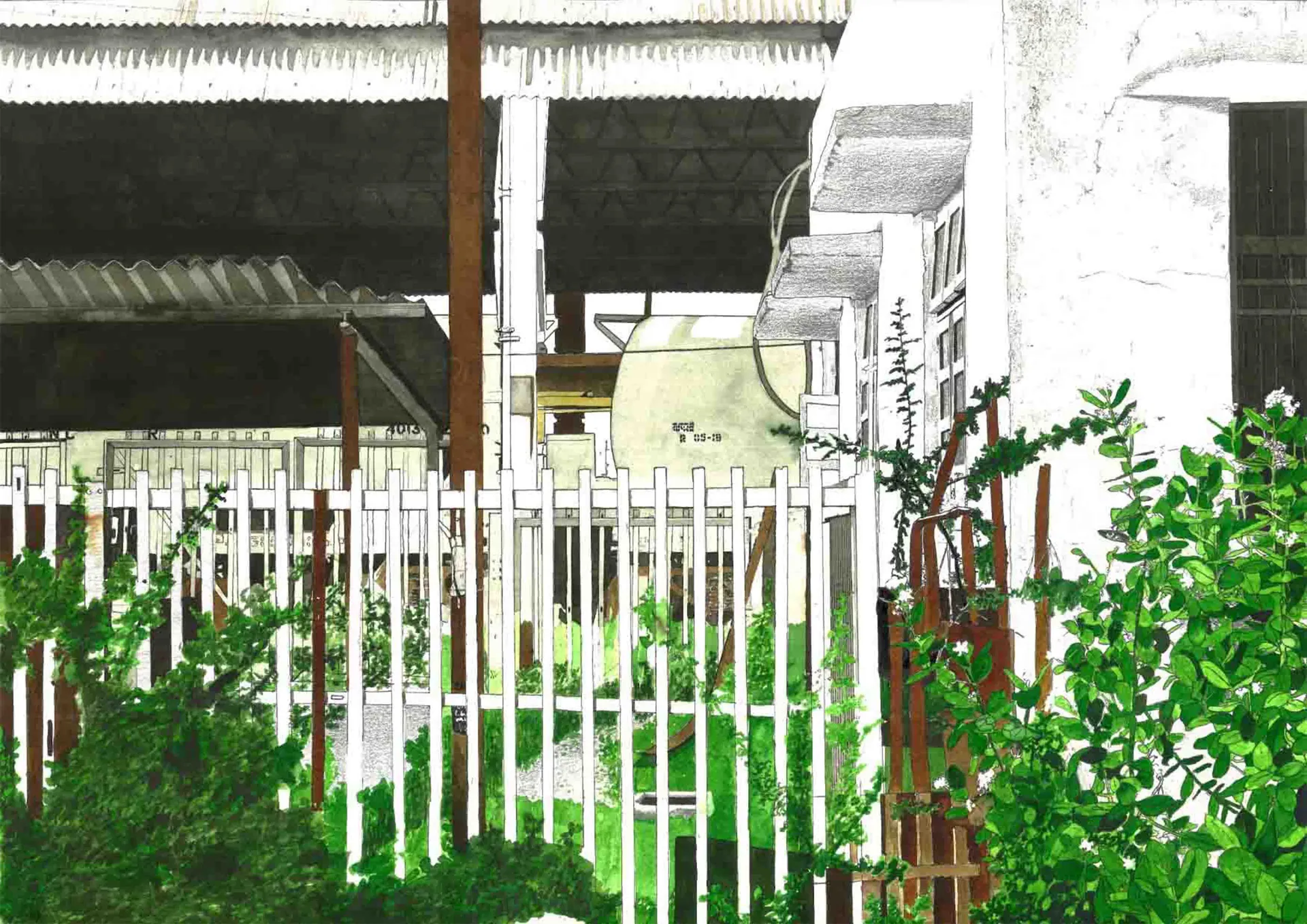 Territories of three: echoes in the landscape I, 8 by Kapil Jangid - Watercolor, photo ink, digital print and graphite on paper