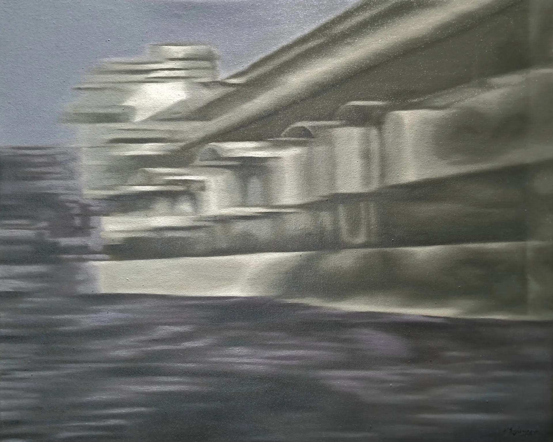 Dargah road Y  by Akbar Ali Sunasara - Oil on canvas
