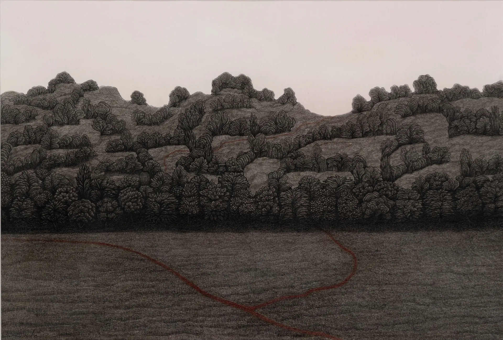 Periya - the path by Sumeshan K - Charcoal and pastel on paper