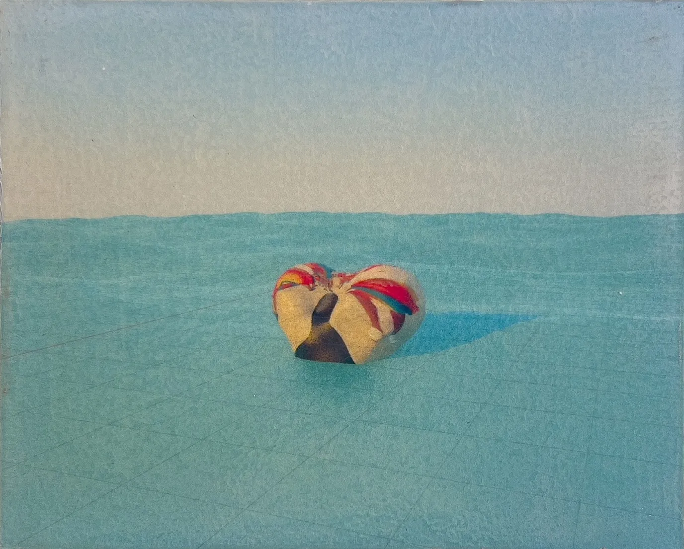 Floating heart II by Boris Colin Alphonse - Digital sculpture made in Blender, UV print on prepared MDF board (water sealant, primer, gesso)