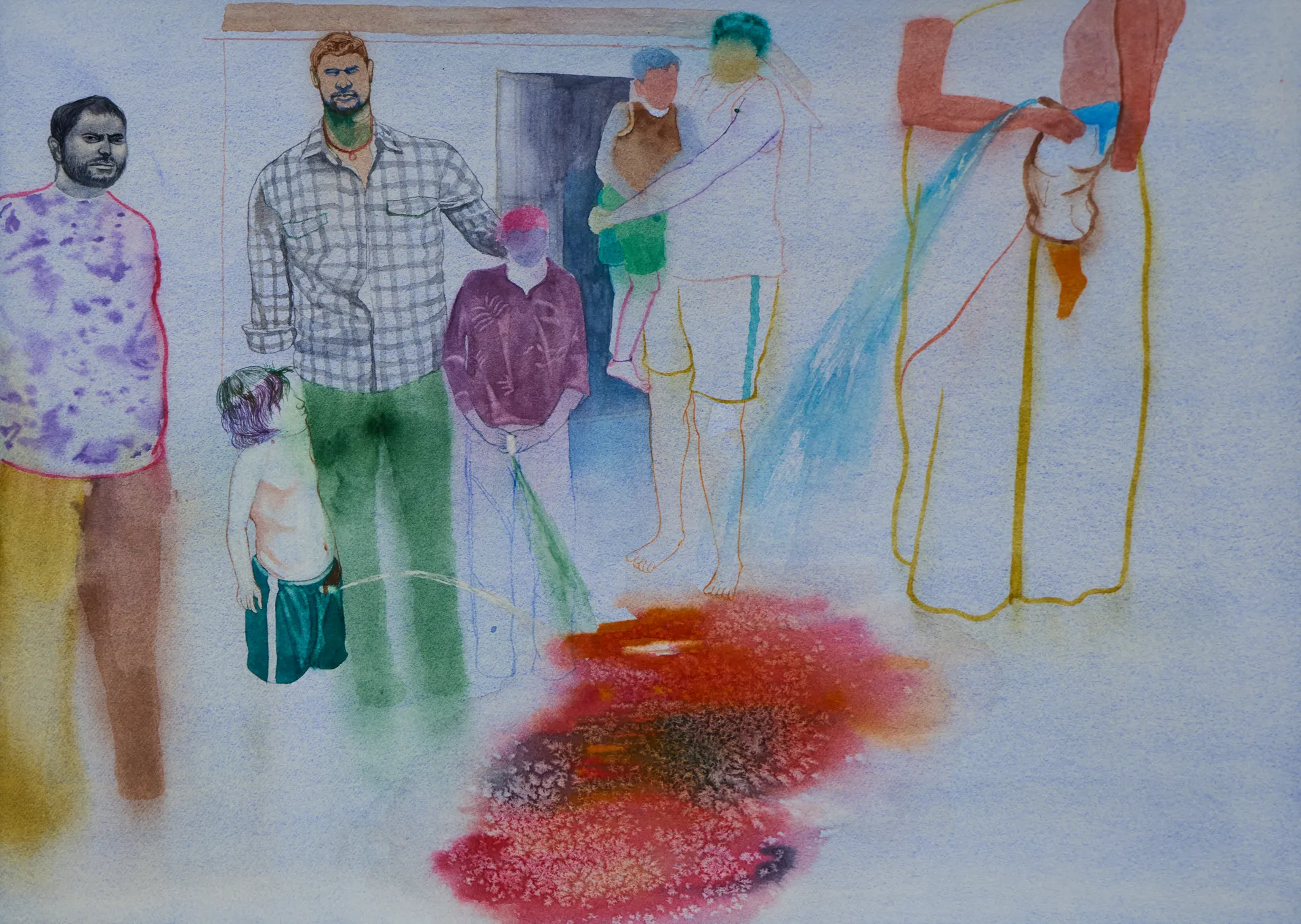 लोहियाइल माटी (The bloodied/iron-red soil) by Shiv Shankar - Watercolor on paper