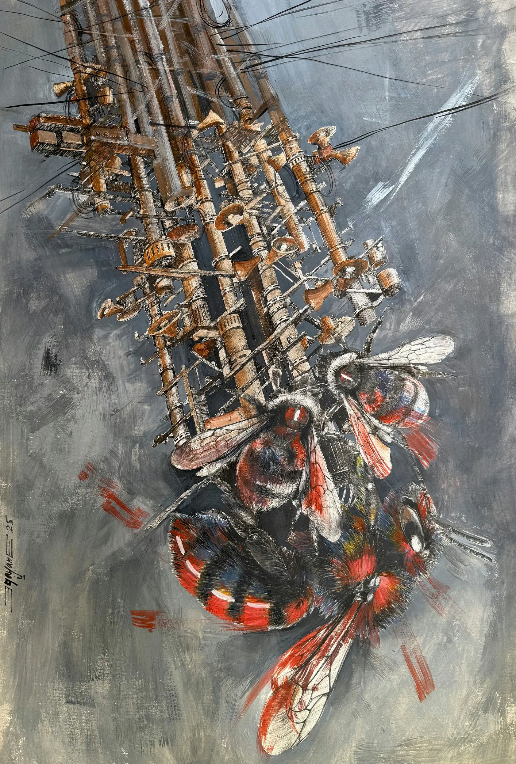 Who own my space? I by Nayanjyoti Barman - Watercolor on paper