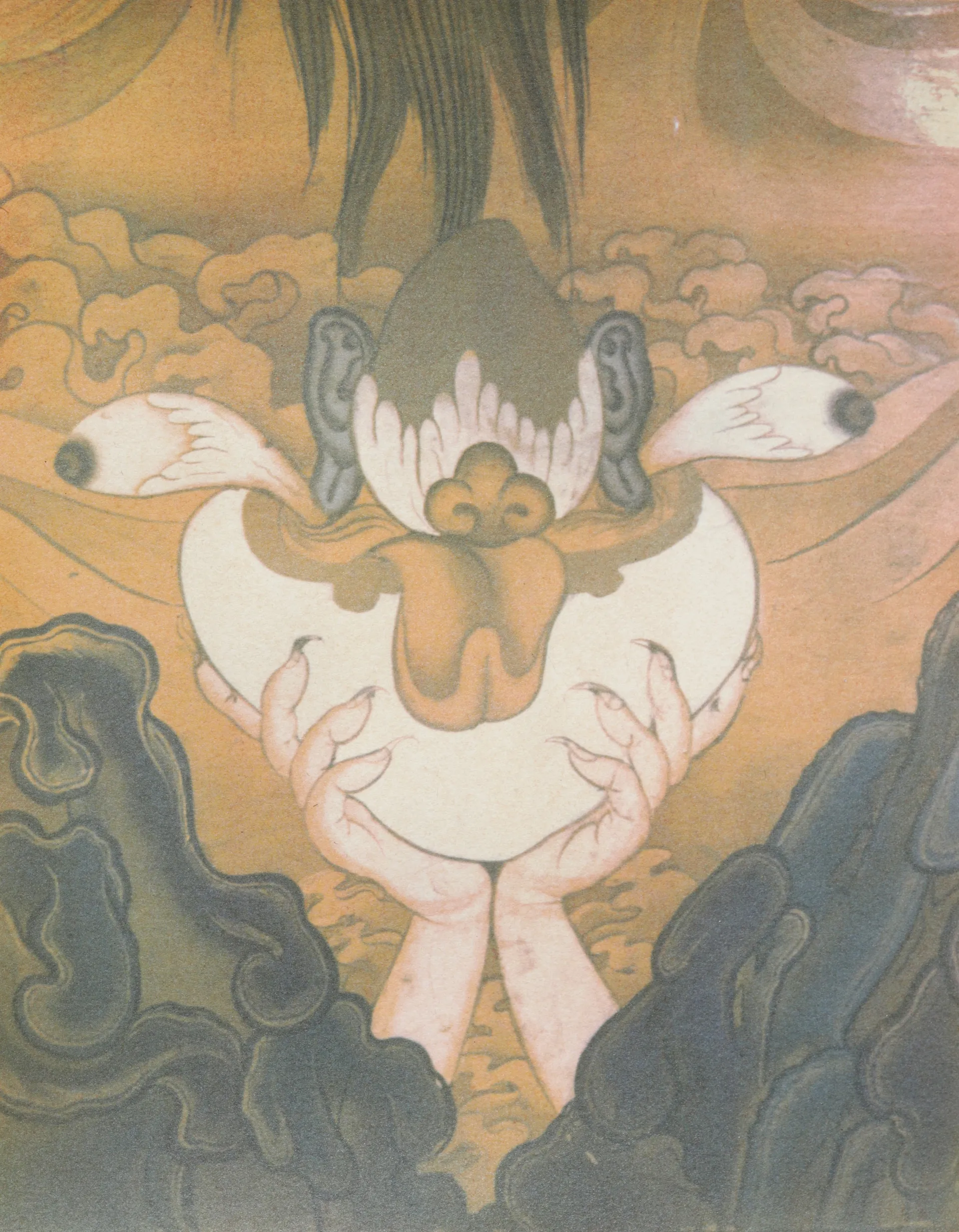Offering of the five senses by Ayan Biswas - Tricolour gum print on Hahnemühle Platinum Rag