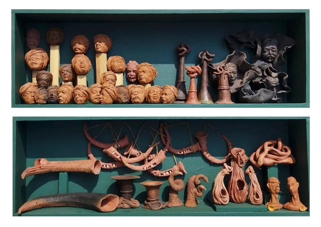 Shelf preservation by Subham Sahu - Terracotta and plywood