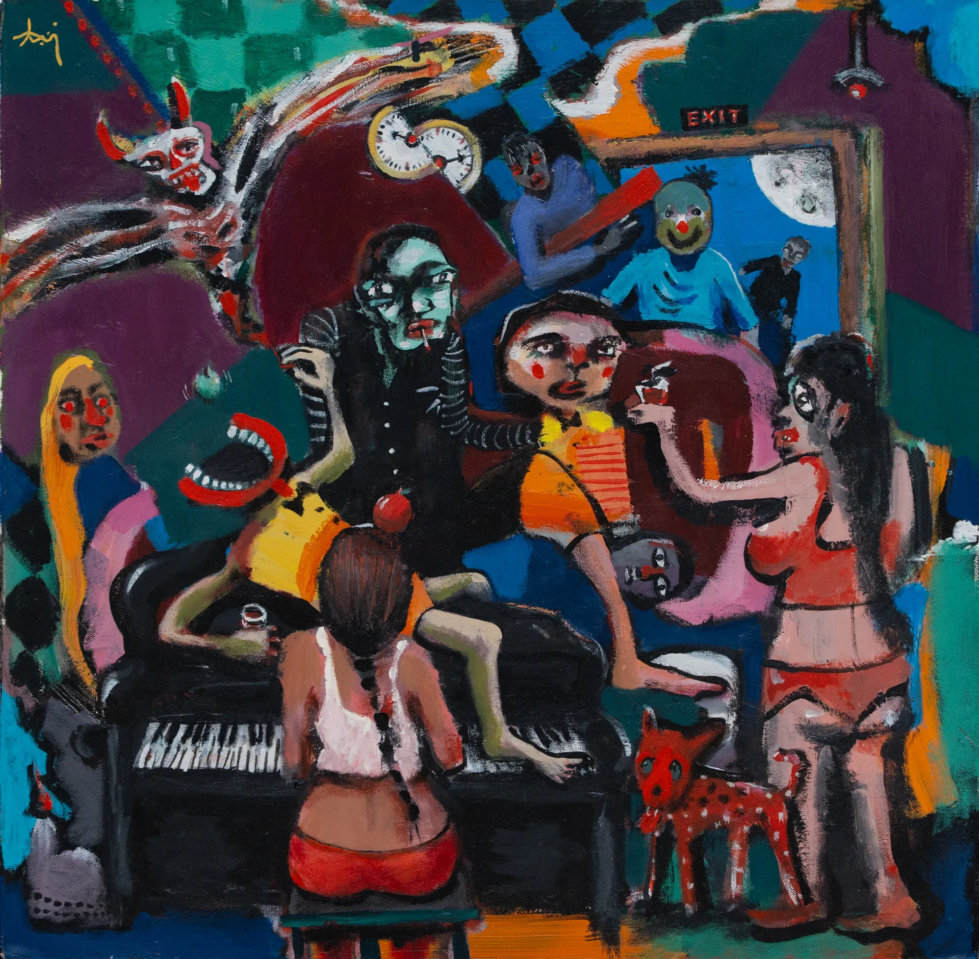 13 o'clock by Aditiya Singh - Acrylic on canvas