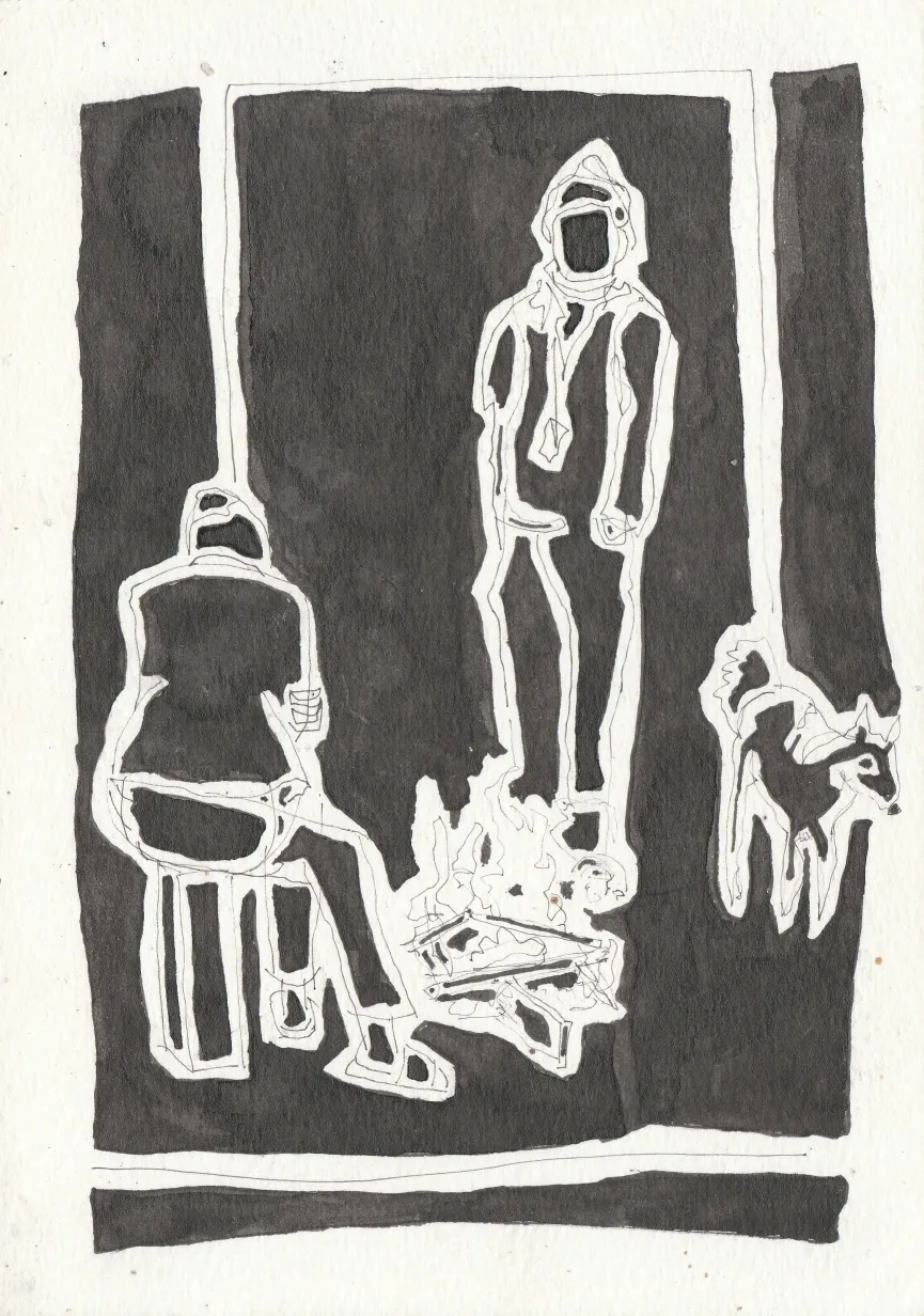 Watch dog by Manu N - Pen and ink on paper