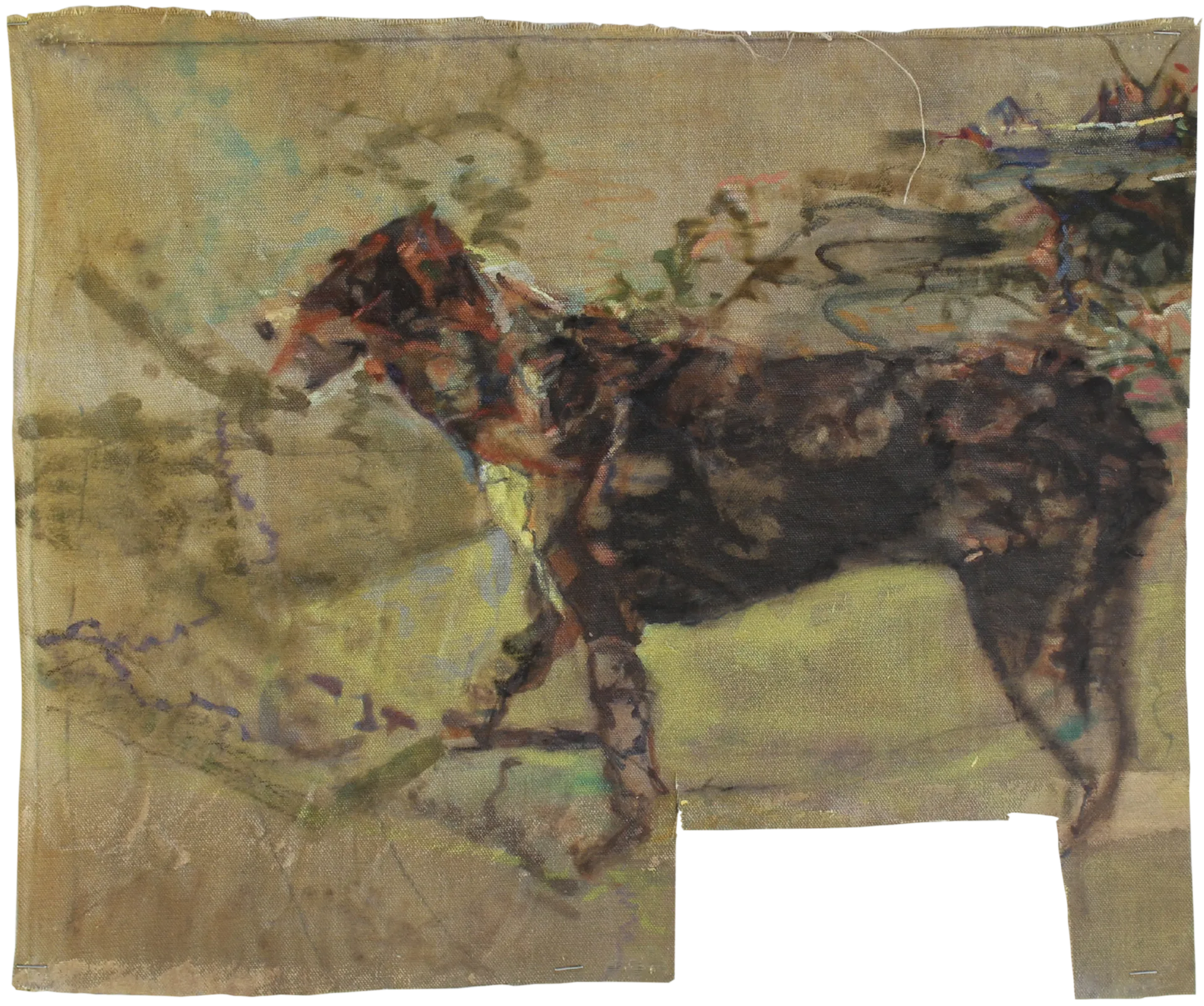 ‘Kovam (anger)’ by Nitheen Ramalingam - Acrylic, charcoal and synthetic dye on cloth