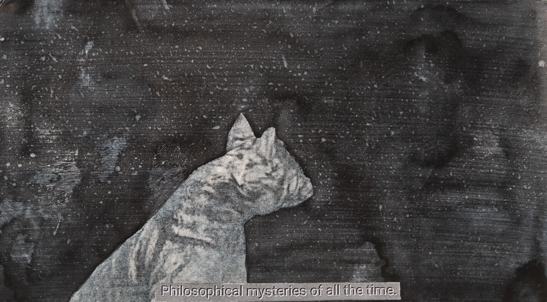 Schrodinger’s cat on a walk 33 by Ritesh Khowal - Ink, emulsion & acrylic on paper