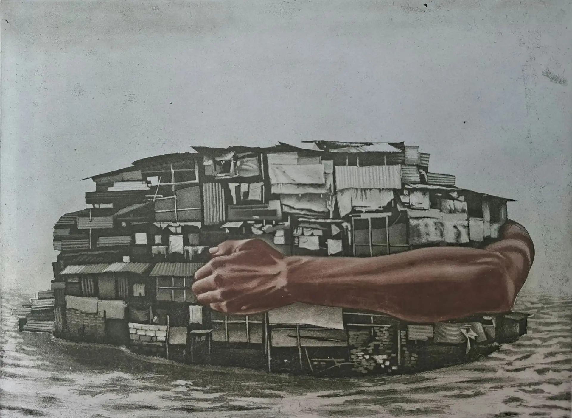 City corner by Tukuna Dakua - Aquatint