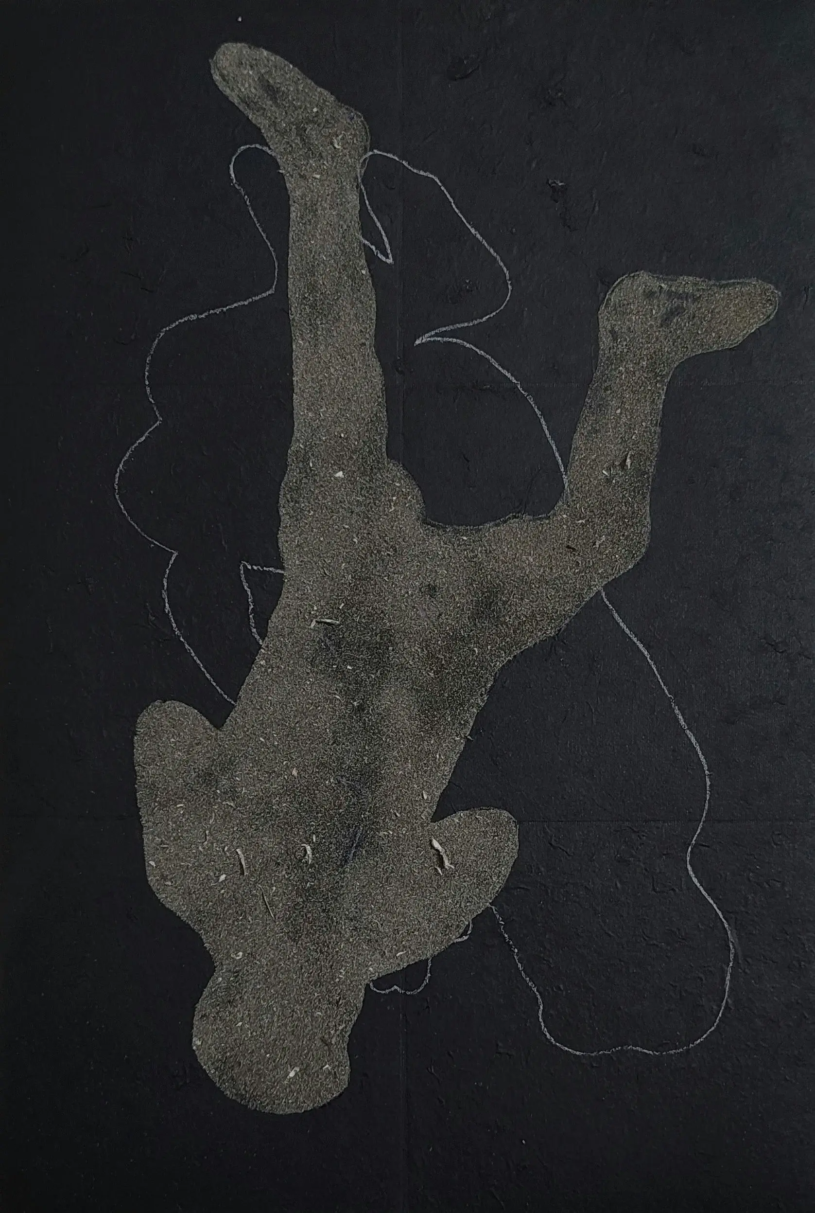 Muted voices, 2 by Shiv Kumar - Collected newspaper, dust, rice paper, acrylic on canvas
