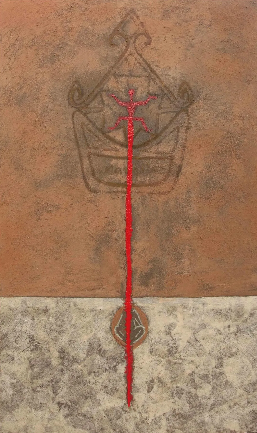 Wall 7 by Sangita Datta - Sand, soil, glue, rice paper, and oil on canvas