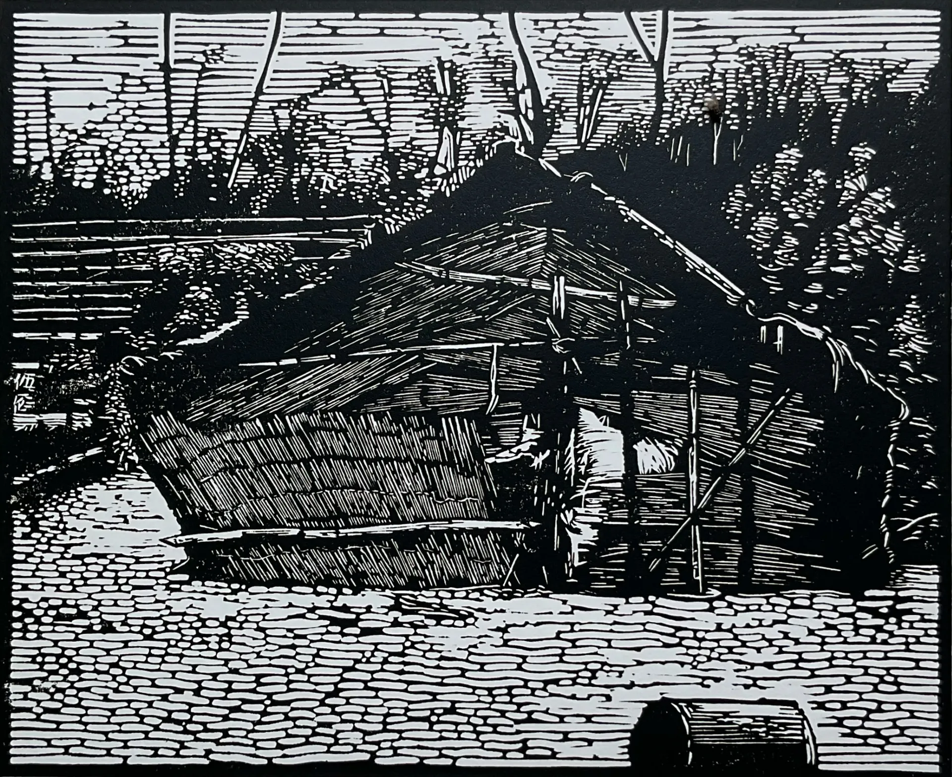 Untitled  by Khokan Giri - Linocut 