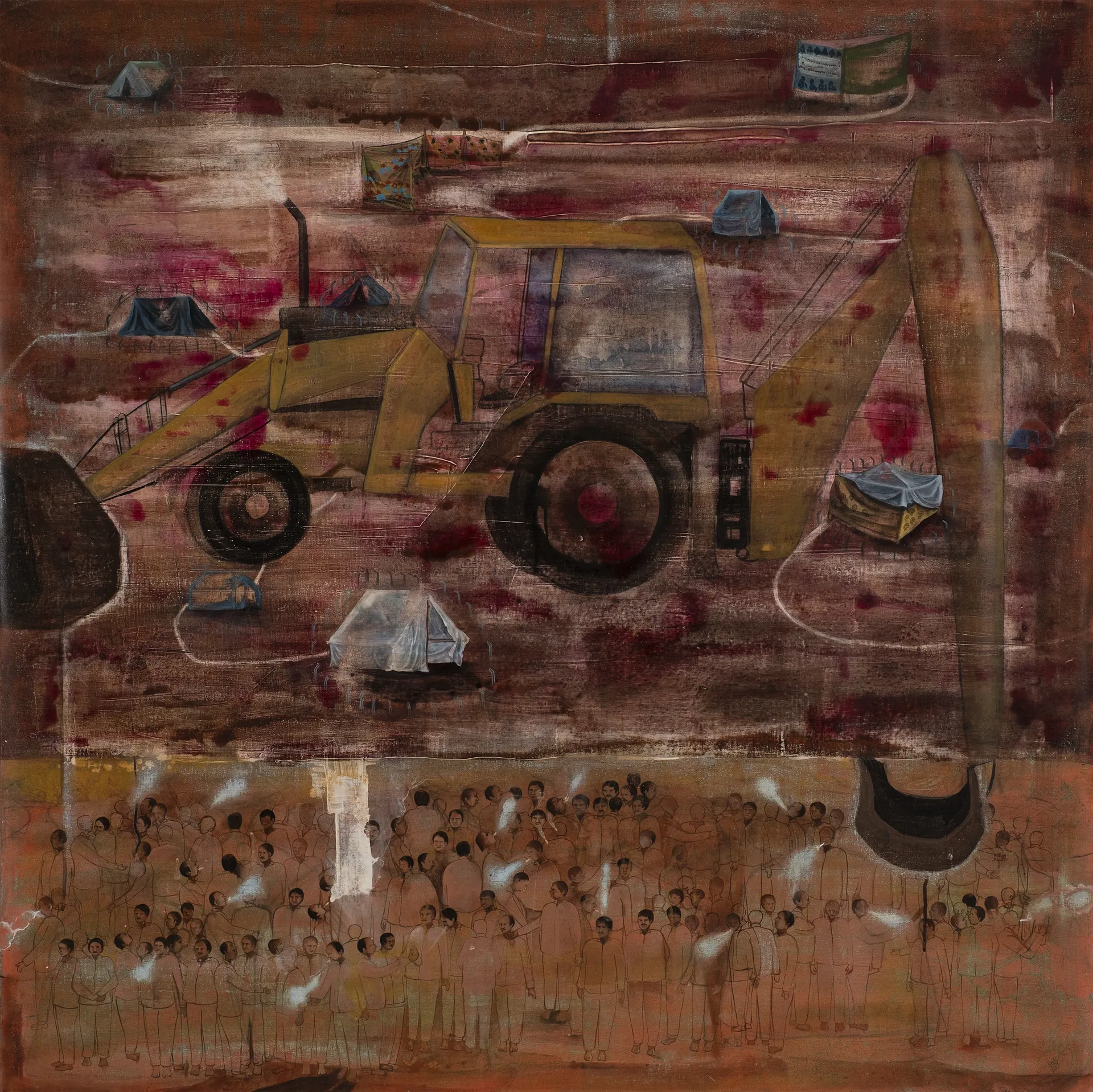 Re-construction by Raju Baraiya - Mixed media on canvas