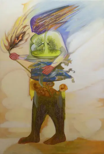 In searching for yourself outside, what have you done? by Ritesh Khowal - Acrylic on canvas mounted on wooden stretcher