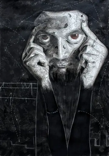 Migrare III by Navanshu Kumar - Charcoal and ink on paper