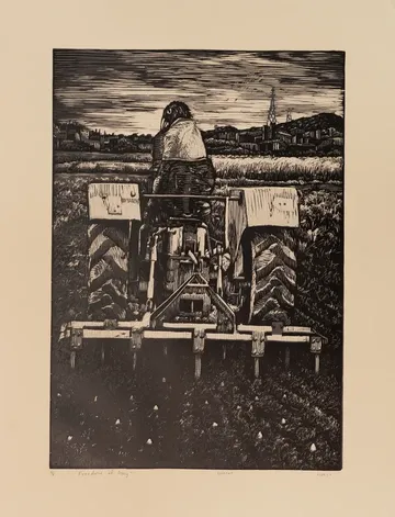 Freedom of play by Akbar Ali Sunasara - Linocut print