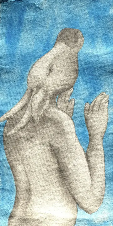 Inward by Dayananda Nagaraju - Ink and watercolour on handmade paper