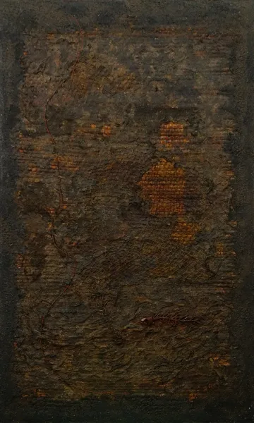 The Submerged Border
 by Manjit Gogoi - Mixed media (water hyacinth, cow dung, bamboo, fishing net and thread)