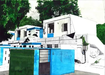 Territories of three: echoes in the landscape I, 16 by Kapil Jangid - Watercolor, photo ink, digital print and graphite on paper