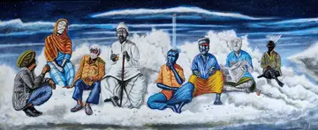 Council of political chatters by Navanshu Kumar - Acrylic on canvas