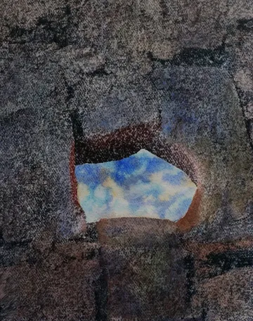Aperture, release, relieve – IV by Sangita Datta - Watercolor and archival photograph on acid-free handmade paper