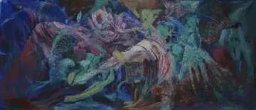 A survival strategy, 1 by Robin Rawat - Marble dust and acrylic on canvas