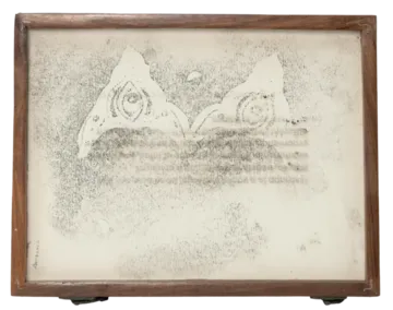এখেনা অস্পষ্ট Still unclear, 9 by Anup Let - Photography and writing transfer, wooden box on acid-free paper