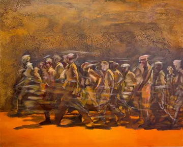 Force = mass x acceleration  by Ritesh Khowal - Acrylic on Canvas board, PVC board, Silicone, Plaster of Paris