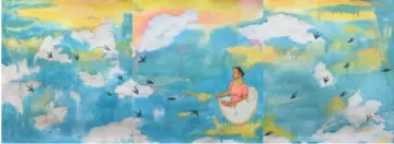 When the sky witnesses of everything by Oliva Saha - Natural pigment, watercolor, and gouache on acid-free paper