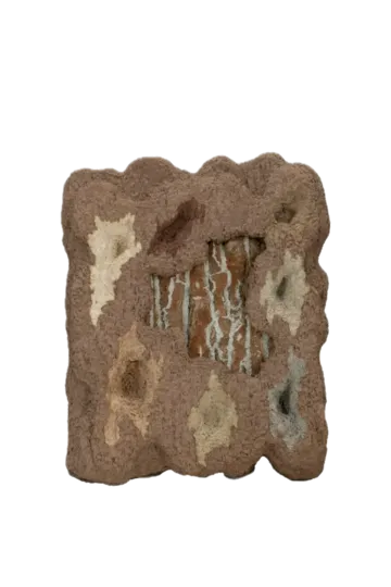 Fragile layers - 1 by Skarma Sonam Tashi - Cardboard, papier-mâché, natural pigments, bark