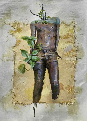 The conversation between nature and concrete by Bishal Deka - Acrylic on canvas