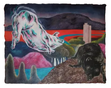 Untitled by Abhrajit Kundu - Mixed media and woodcut on handmade paper
