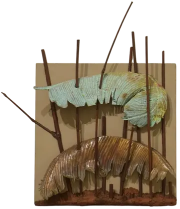 Untitled, 2 by Subhash Deka - Brass and bamboo on MDF board