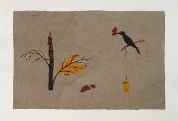 The last monarch 4 by Manjit Gogoi - Mixed media (construction waste on paper)