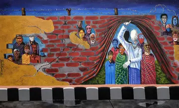 Parallel worlds by Navanshu Kumar - Acrylic and charcoal on canvas