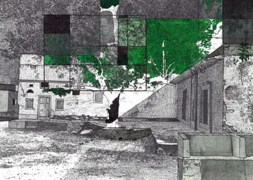 Territories of three: echoes in the landscape II, 4 by Kapil Jangid - Digital print, watercolor, photo ink and graphite on paper
