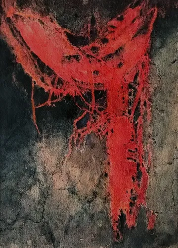 Kali of the cremation ground by Sangita Datta - Watercolor, archival photograph, image transfer on acid-free handmade paper