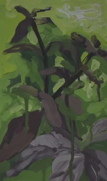 Purple leaves in green by Rishma Mariya Johnson - Acrylic emulsion on canvas