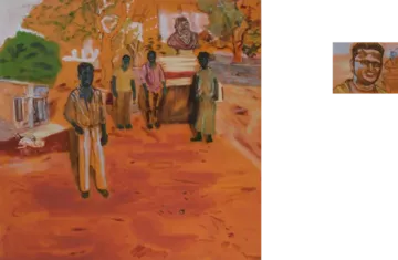 Visiting a Samathuvapuram (equality village) in 2023 - II by Nitheen Ramalingam - Oil, oil stick, oil pastels and charcoal on canvas