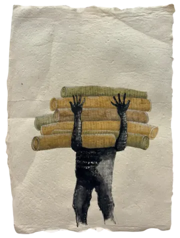 Untitled by Sudip Jana - Ink, watercolor, and charcoal on handmade paper