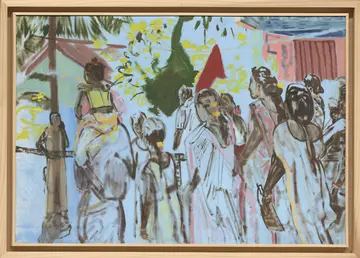 Venmani Martyr’s Day, 2021 (walking towards the memorial 2) by Nitheen Ramalingam - Oil, oil stick, oil pastels and charcoal on canvas