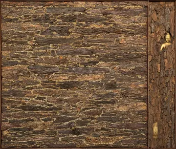 Between gravity by Shailesh Ojha - Brass, bark, wood, iron